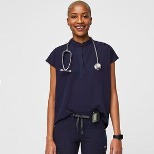 Figs Rafaela Oversized Scrub Top Navy XS